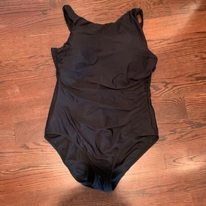 Lands End One Piece Flattering Black Swim Suit - Like New!